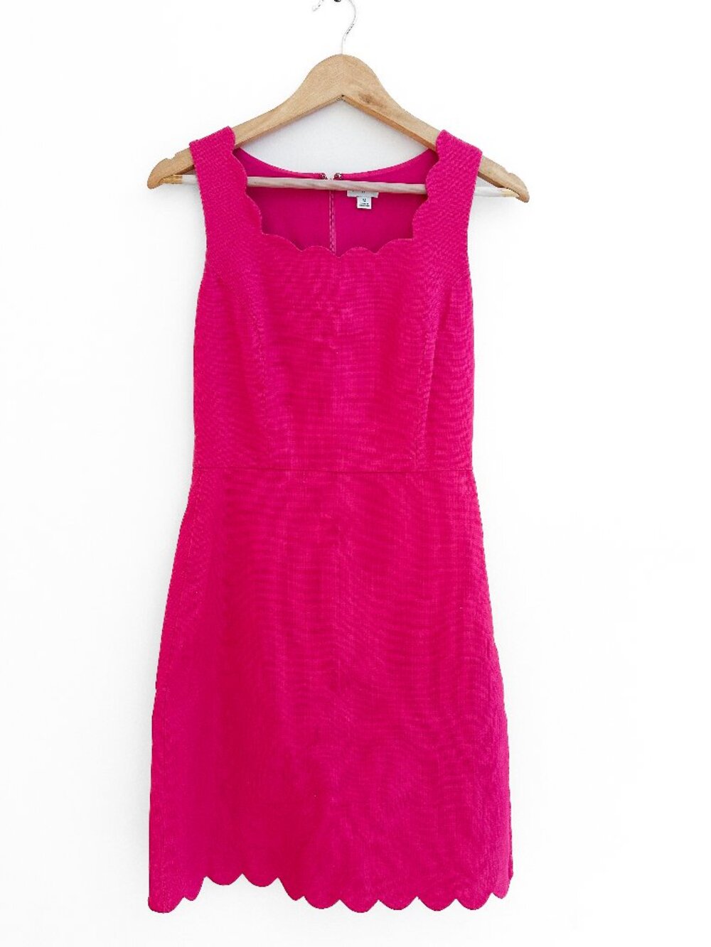 J. Crew Scalloped Basketweave Square-Neck Scallop Dress - Pink Begonia - Size 0